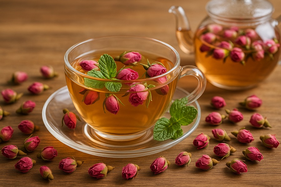 تهیه دمنوش با غنچه گل محمدی